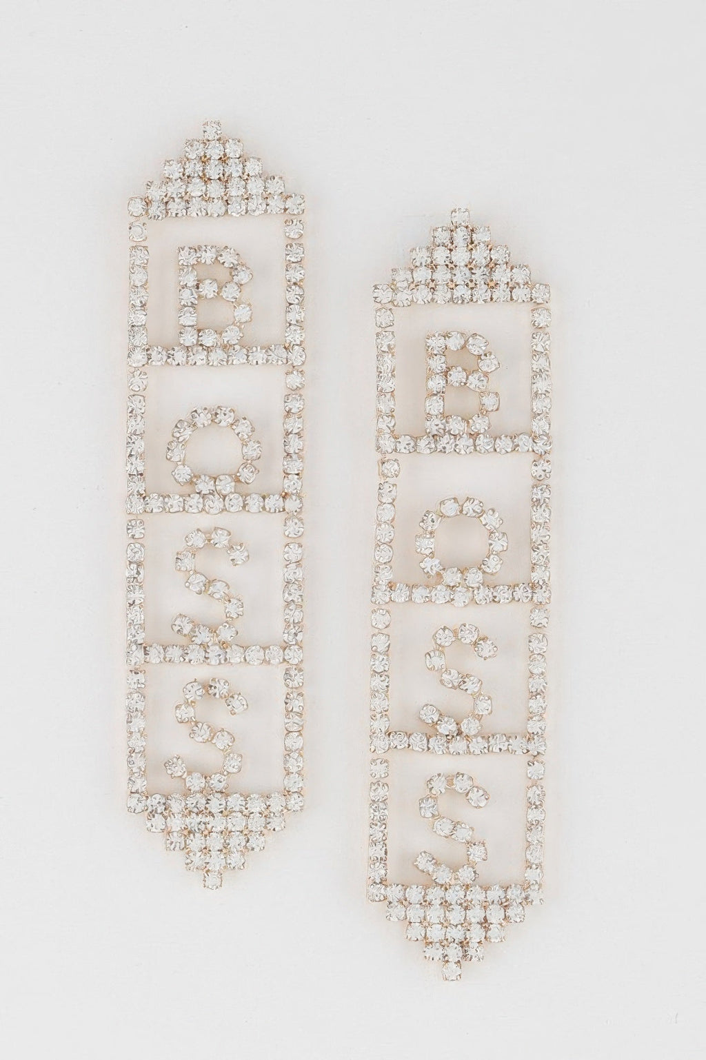 Boss Rhinestone Drop Earrings