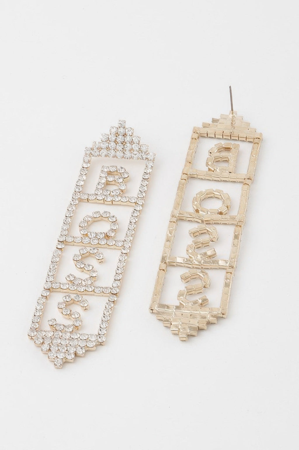 Boss Rhinestone Drop Earrings