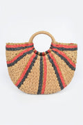 Two Toned Straw Tote Bag