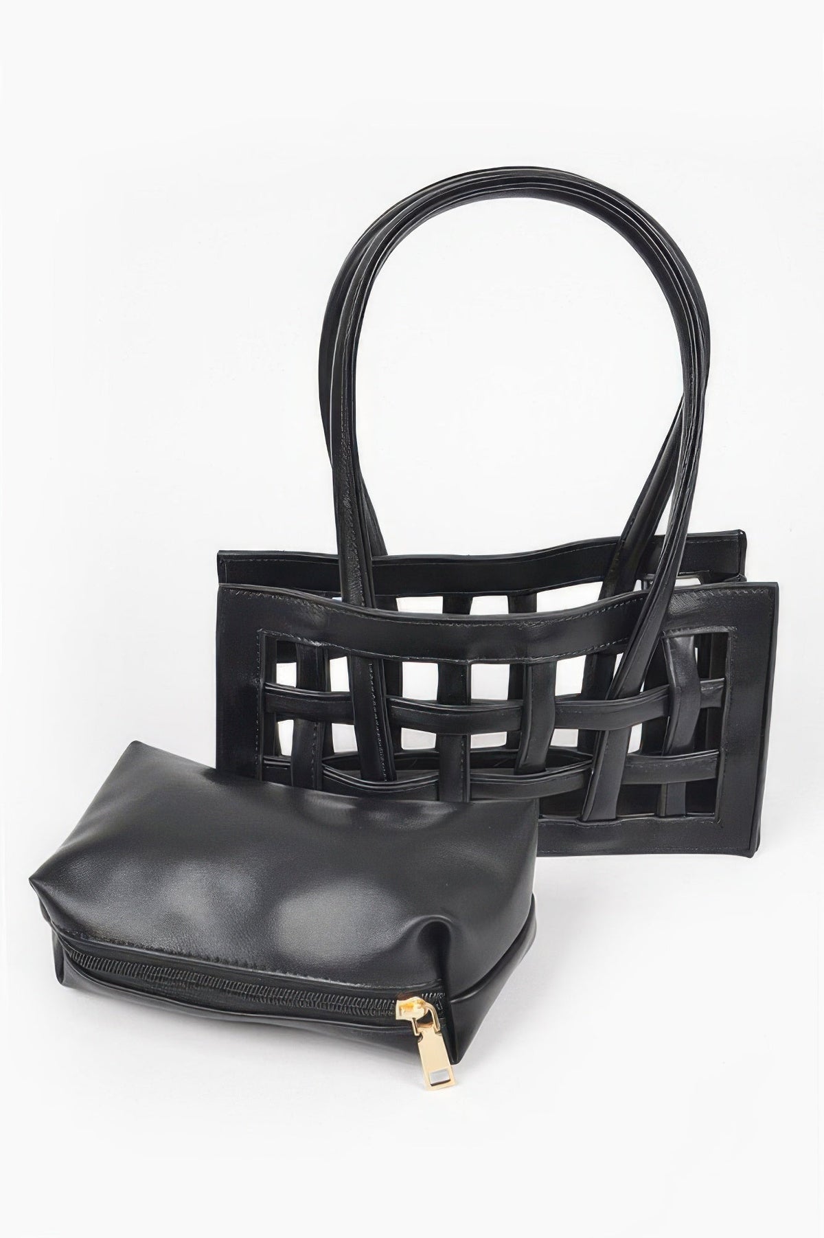 Woven Faux Leather Bag