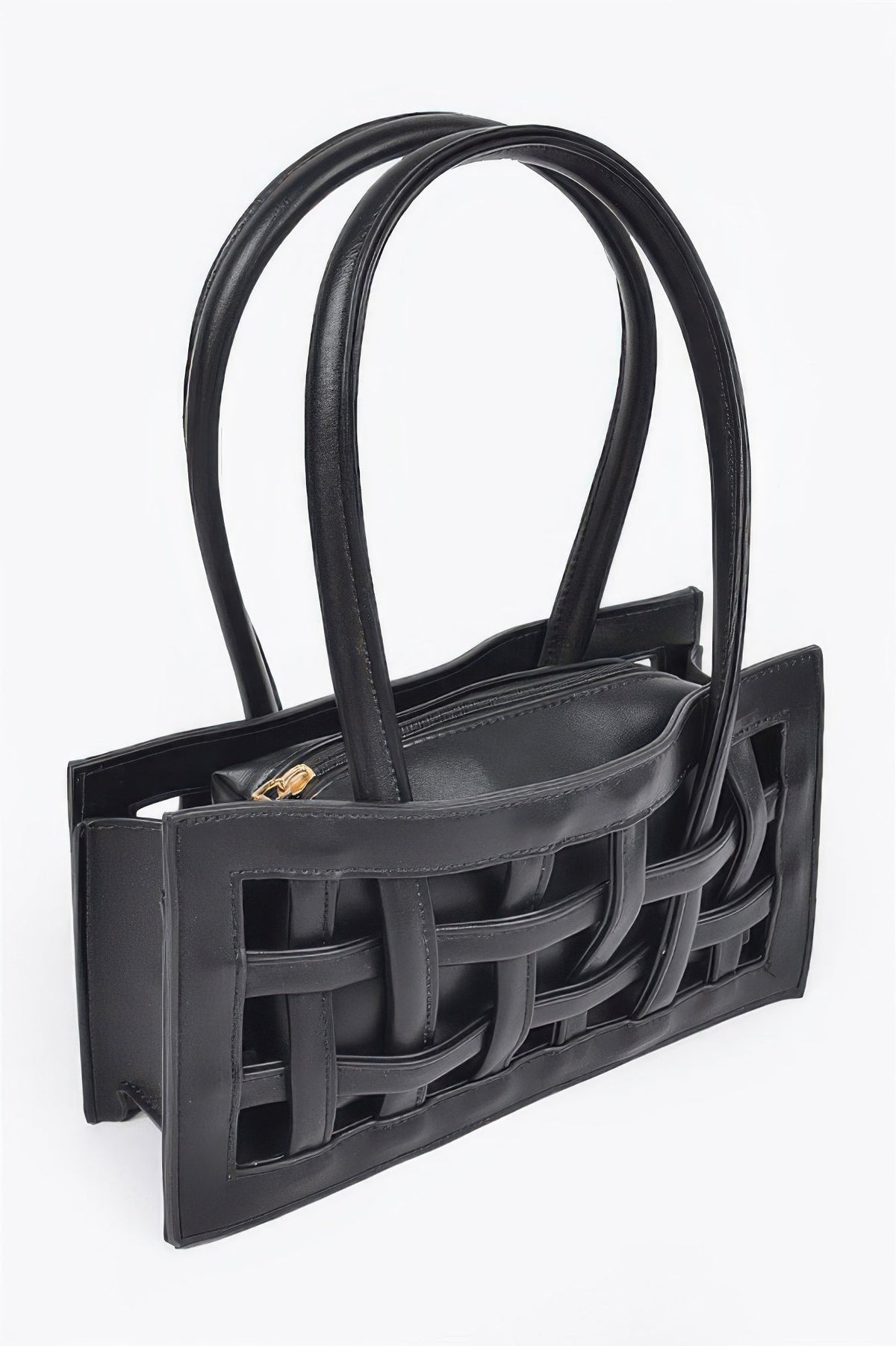 Woven Faux Leather Bag