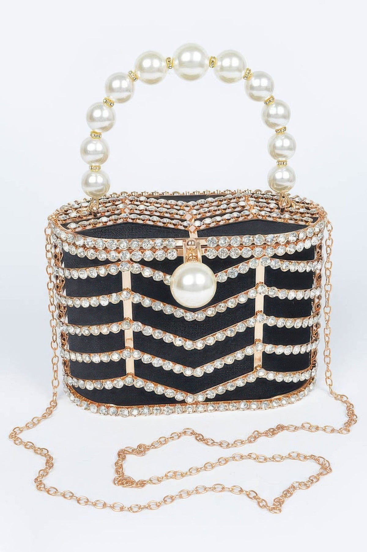 Rhinestone Metal Frame Clutch