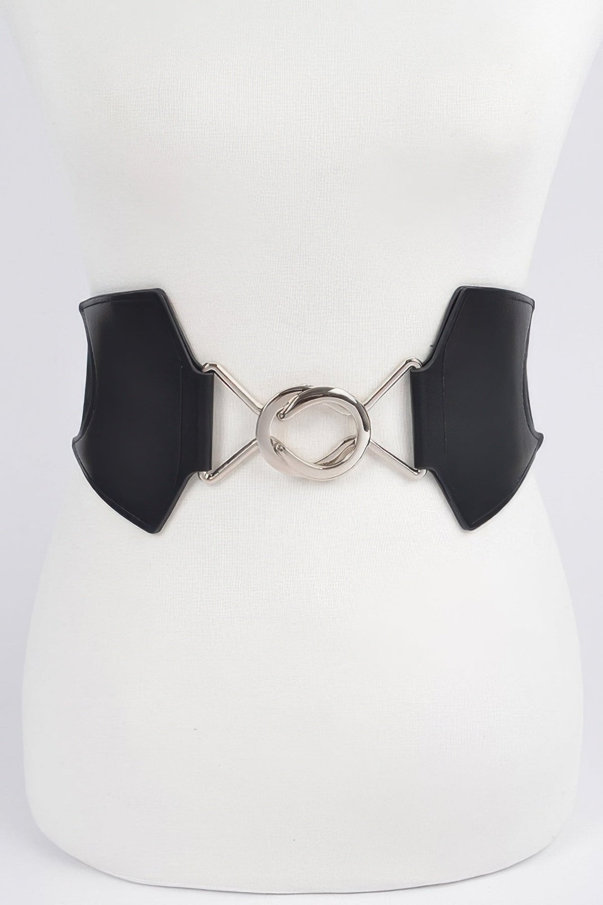 Faux Leather Wide Elastic Belt