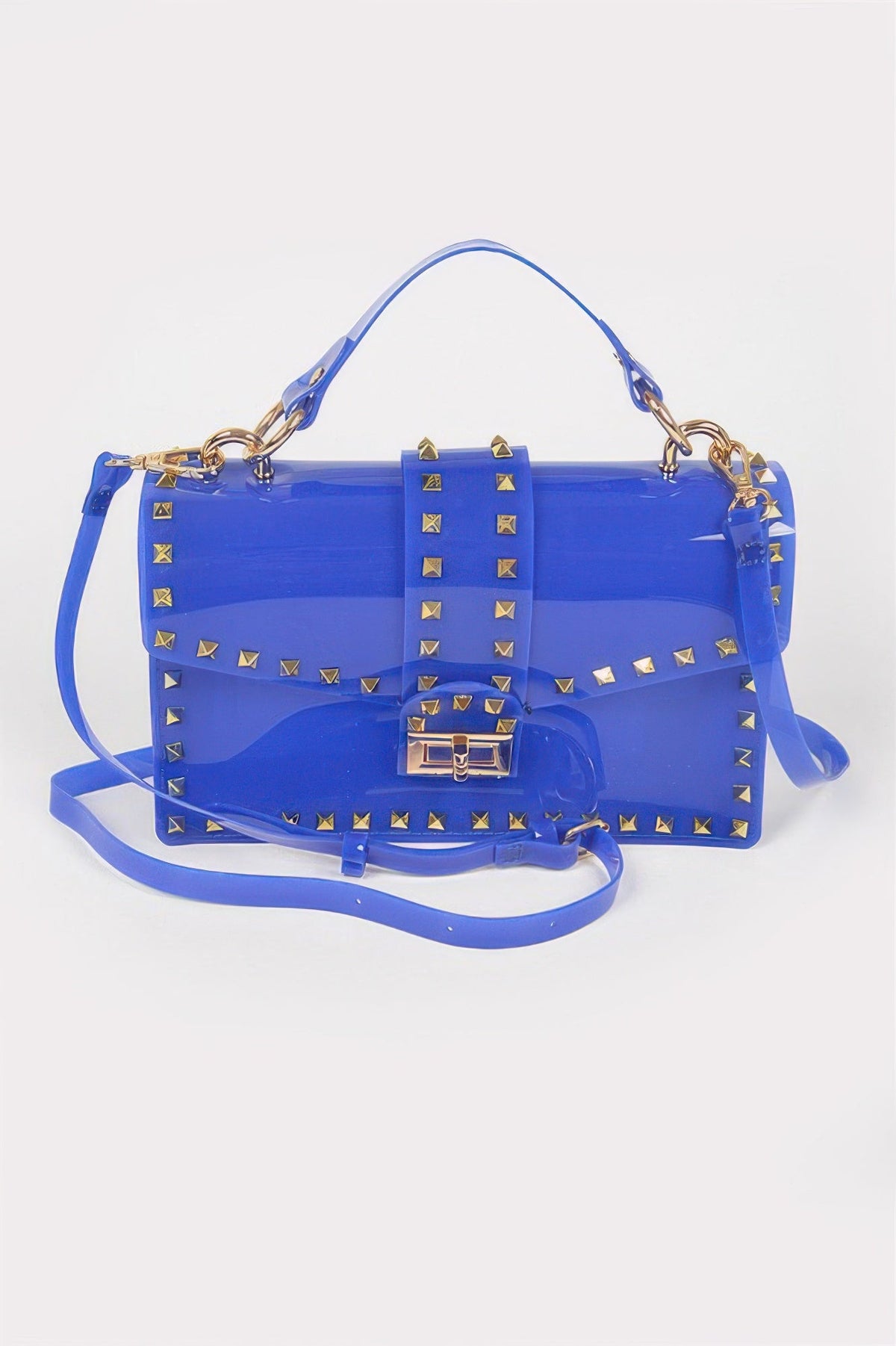 Studded Colorful Transparent Clutch