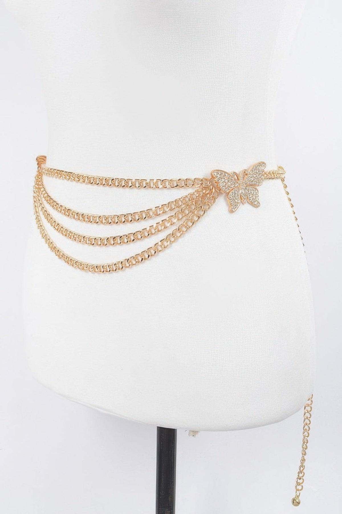 Butterfly Buckle Layered Chain Belt