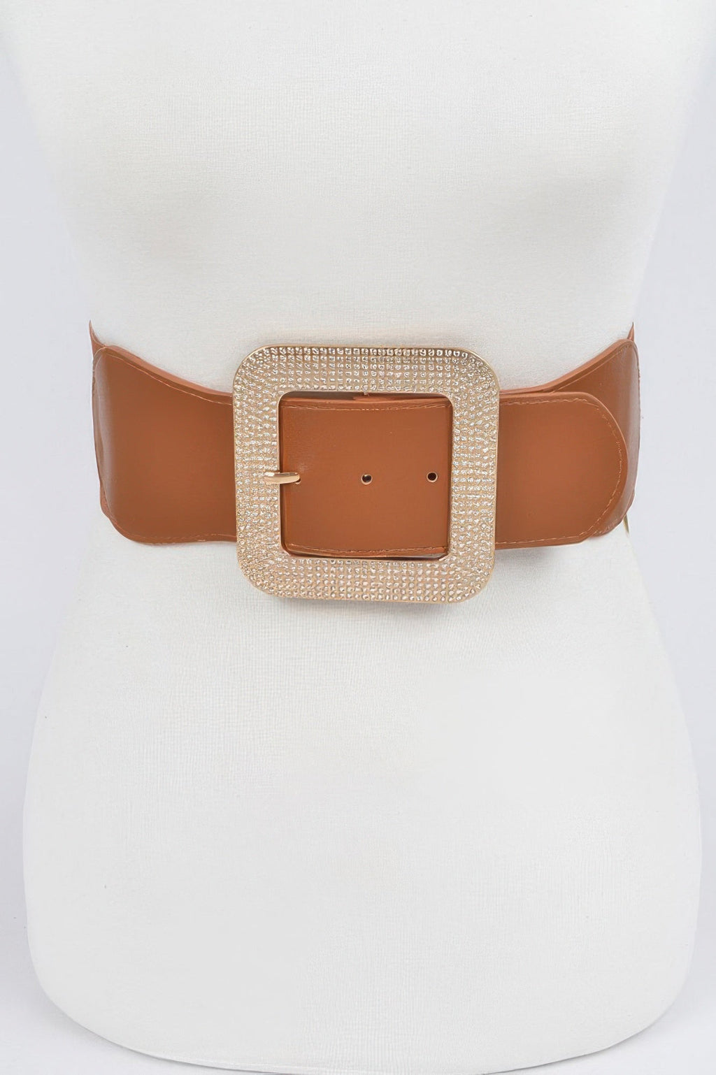 Rhinestone Square Buckle Plus Size Elastic Belt