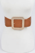 Rhinestone Square Buckle Plus Size Elastic Belt