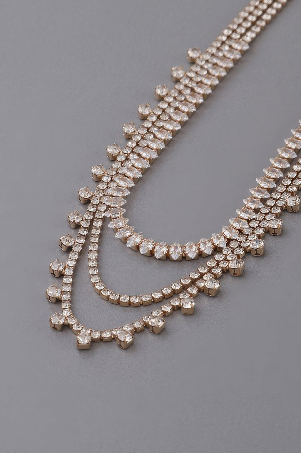 Triple Rhinestone Drop Necklace