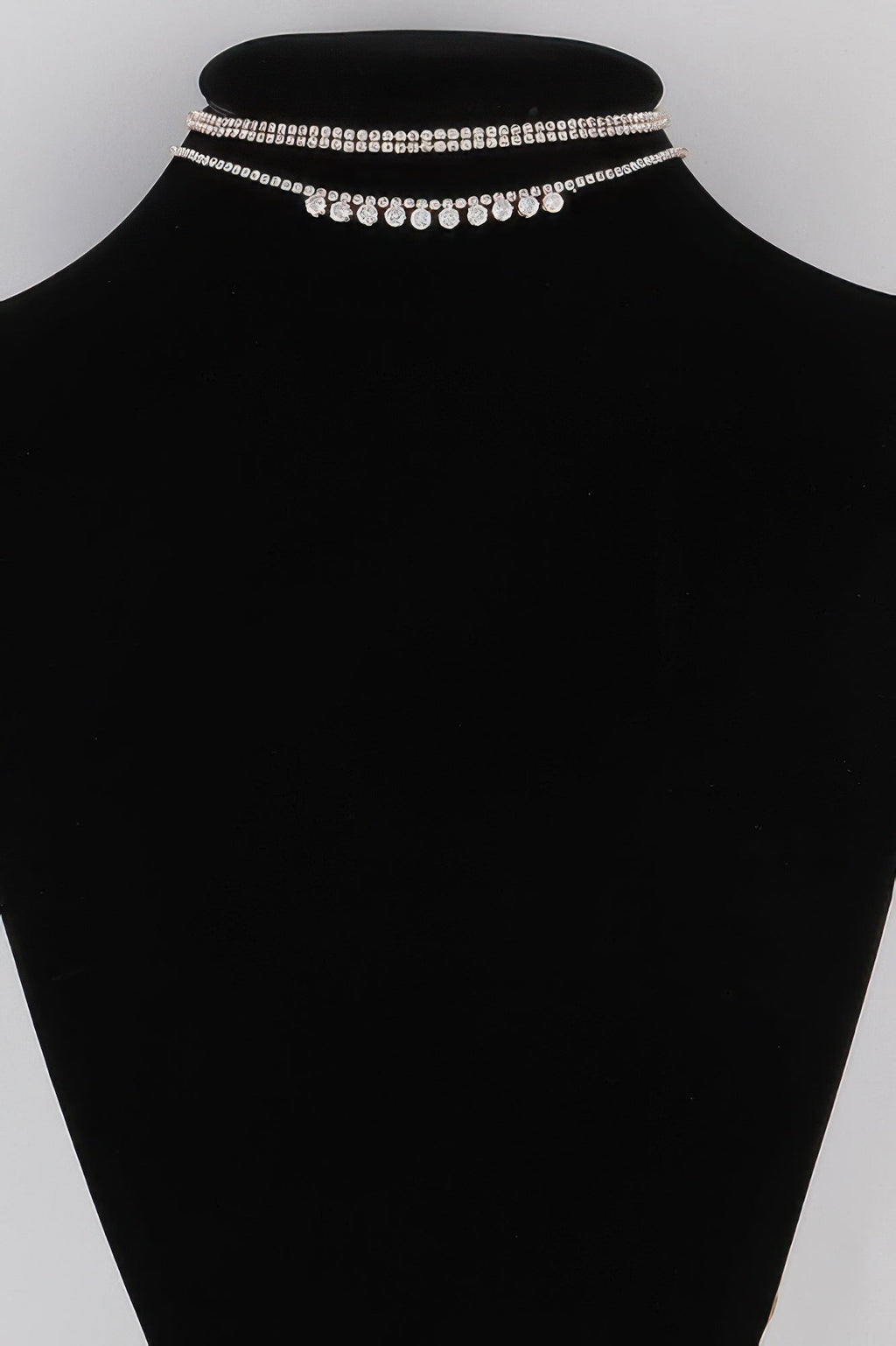Triple Rhinestone Choker Necklace