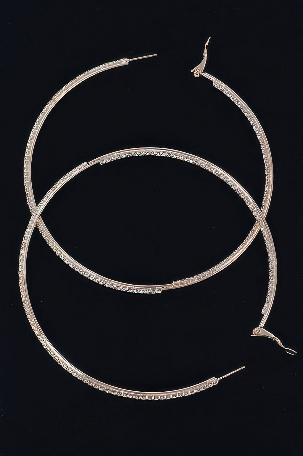 Thin Hoop Earrings With Rhinestone Details.
