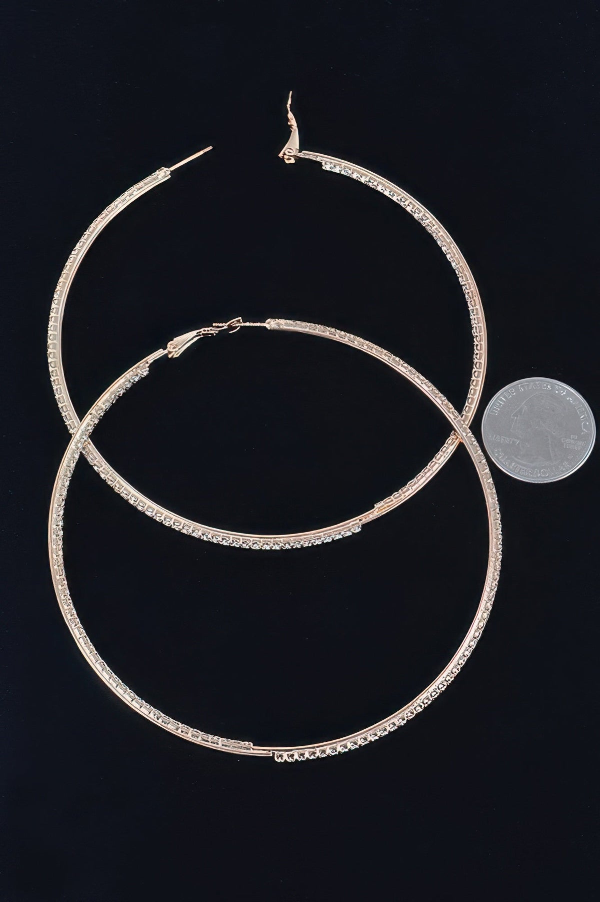 Thin Hoop Earrings With Rhinestone Details.