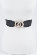Oo Rhinestone Buckle Plus Size Elastic Belt
