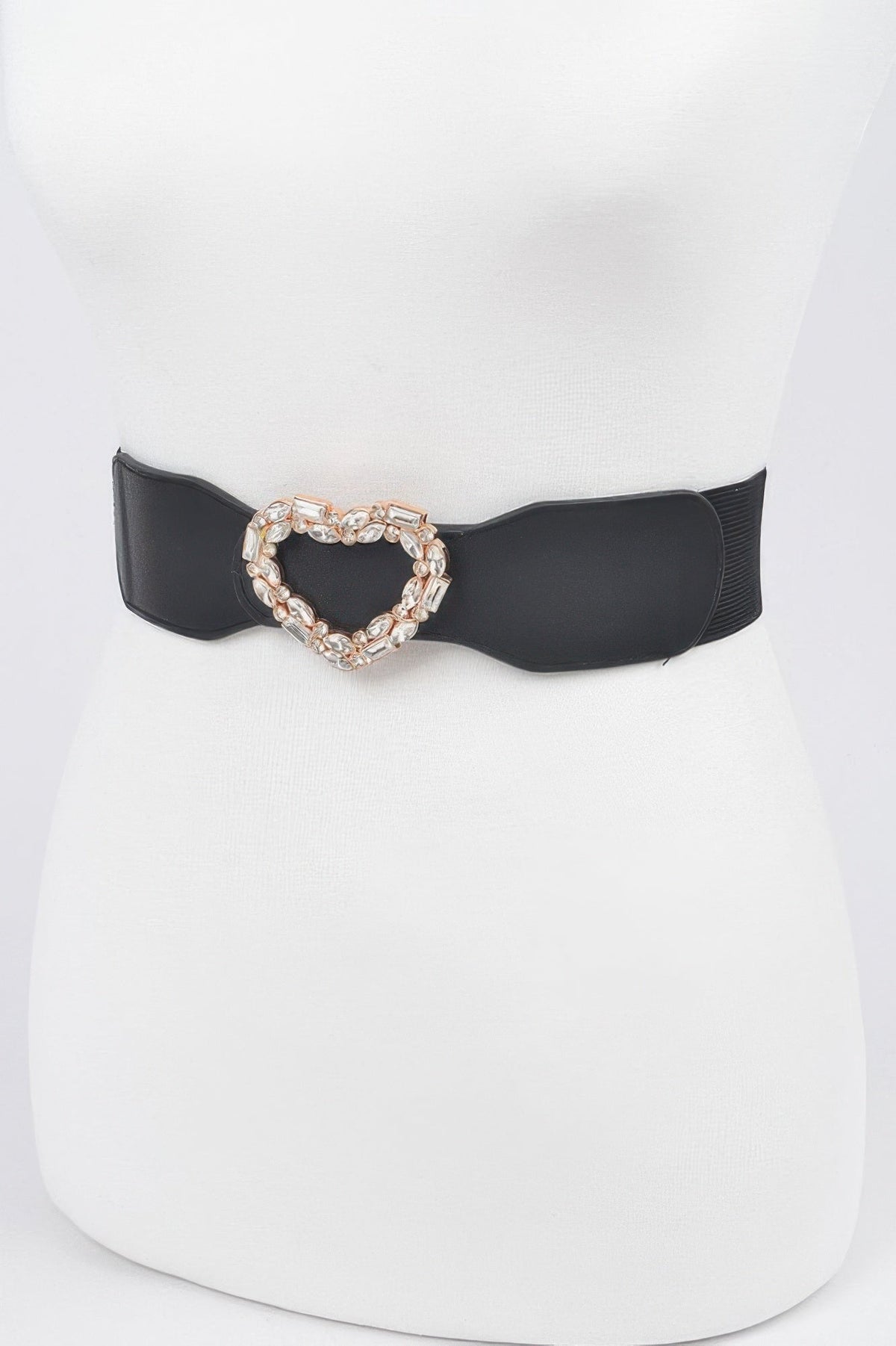 Heart Rhinestone Buckle Elastic Belt