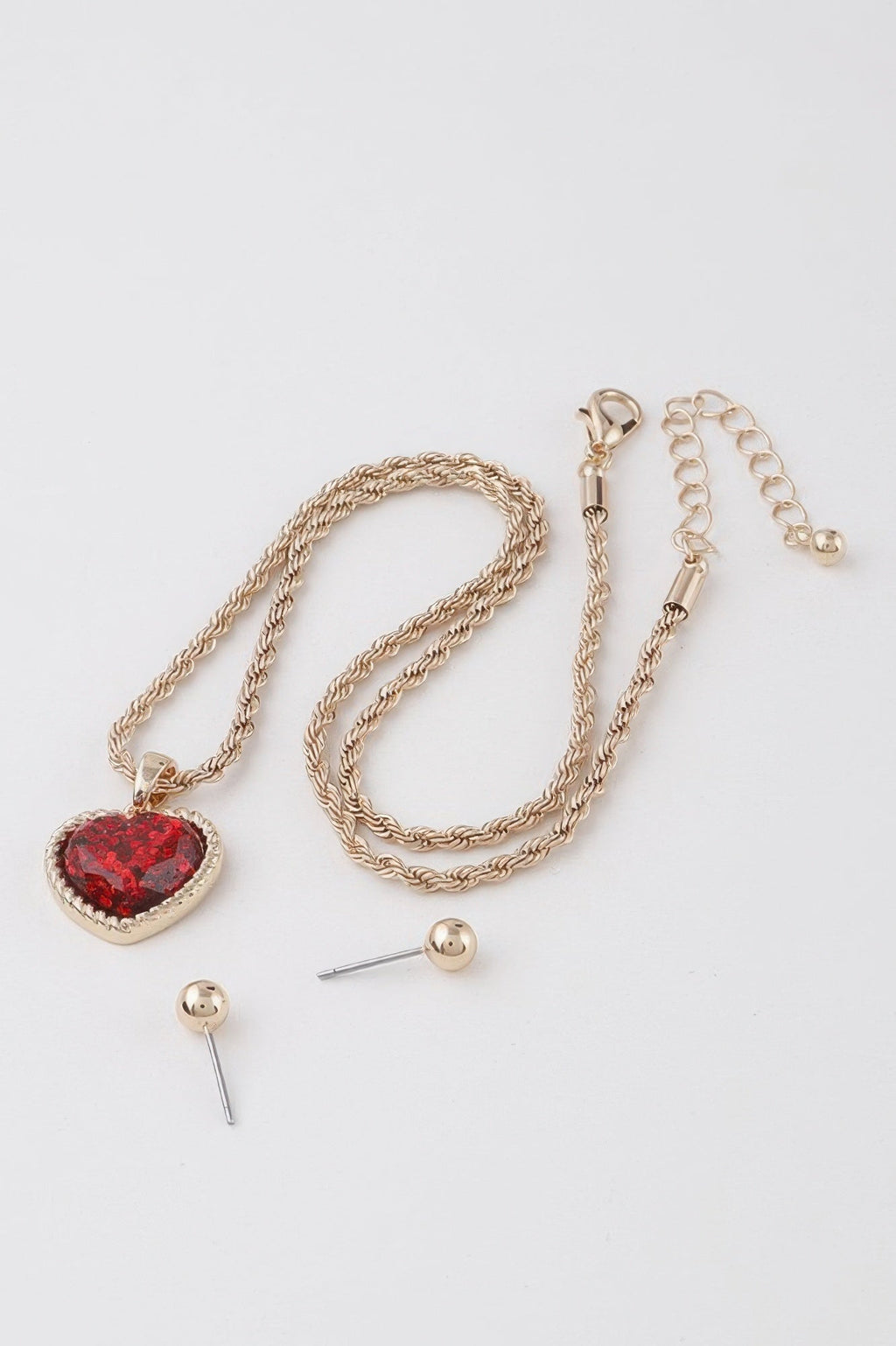 Glittered Heart Chain Necklace