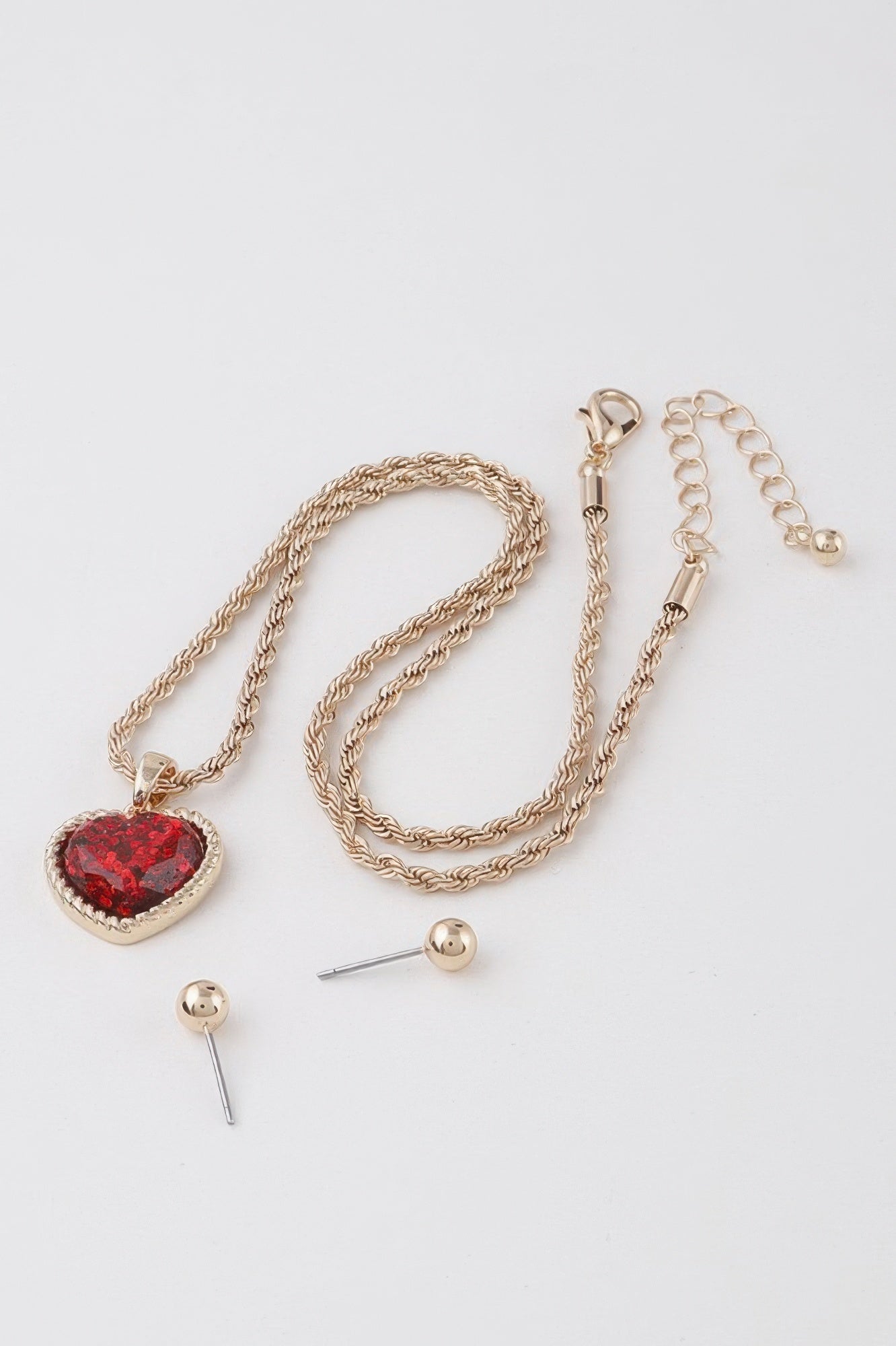 Glittered Heart Chain Necklace
