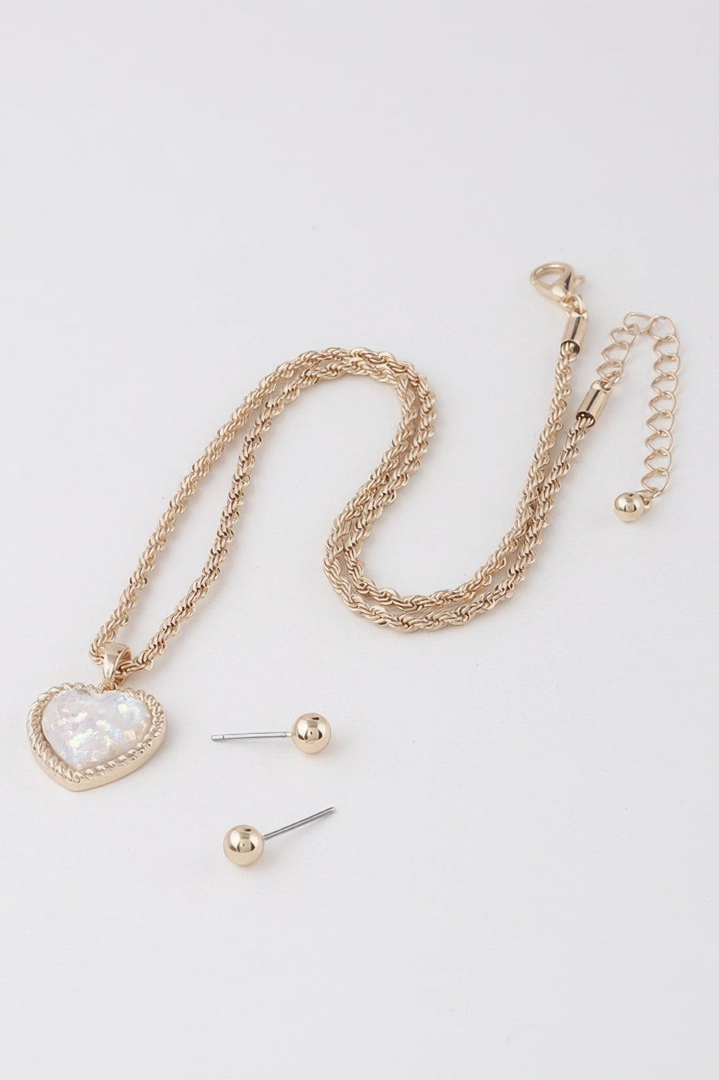 Glittered Heart Chain Necklace