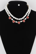Pearled Heart Charms Necklace