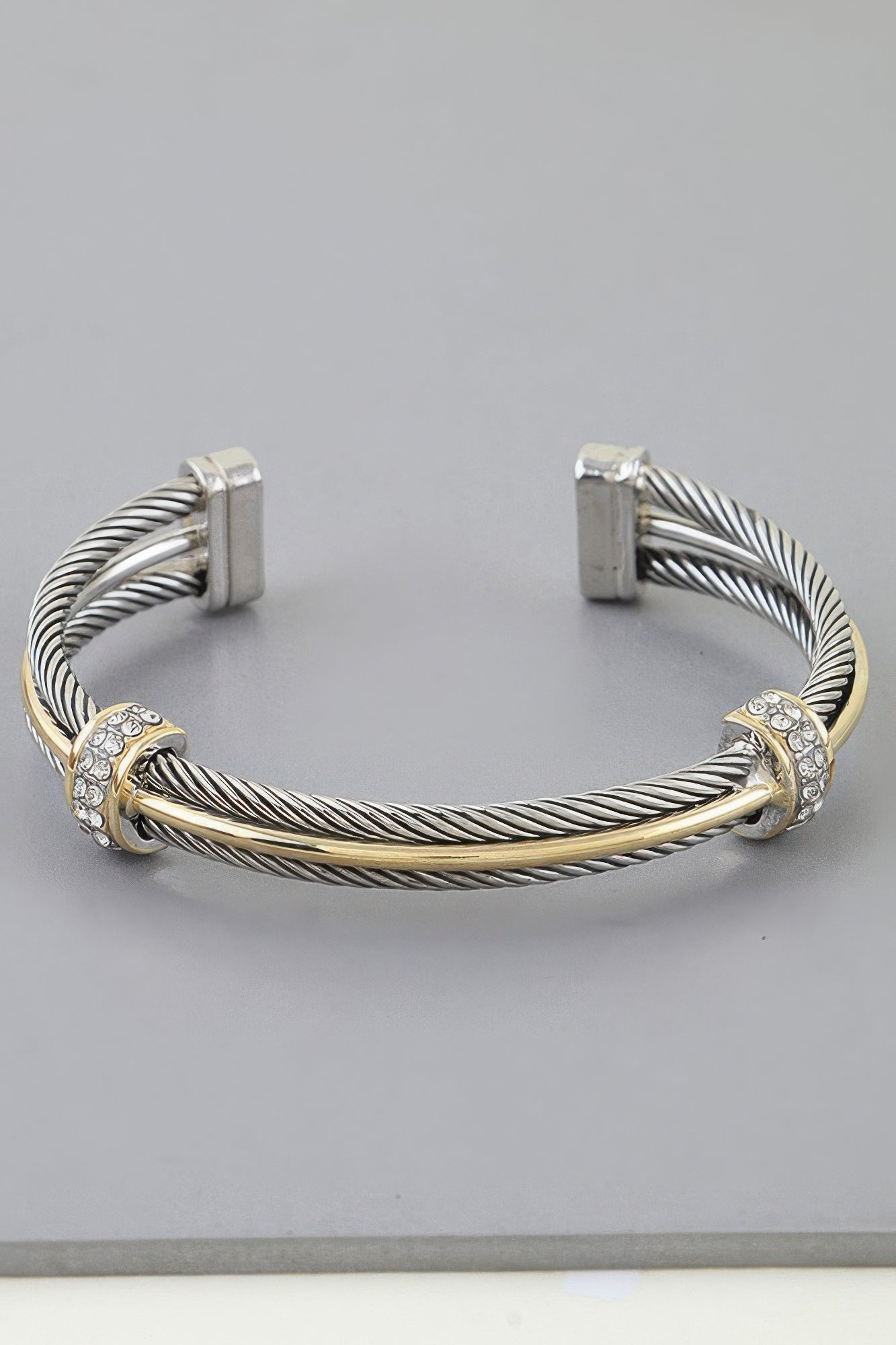 Bejeweled Multi Twisted Open Cuff Bracelet