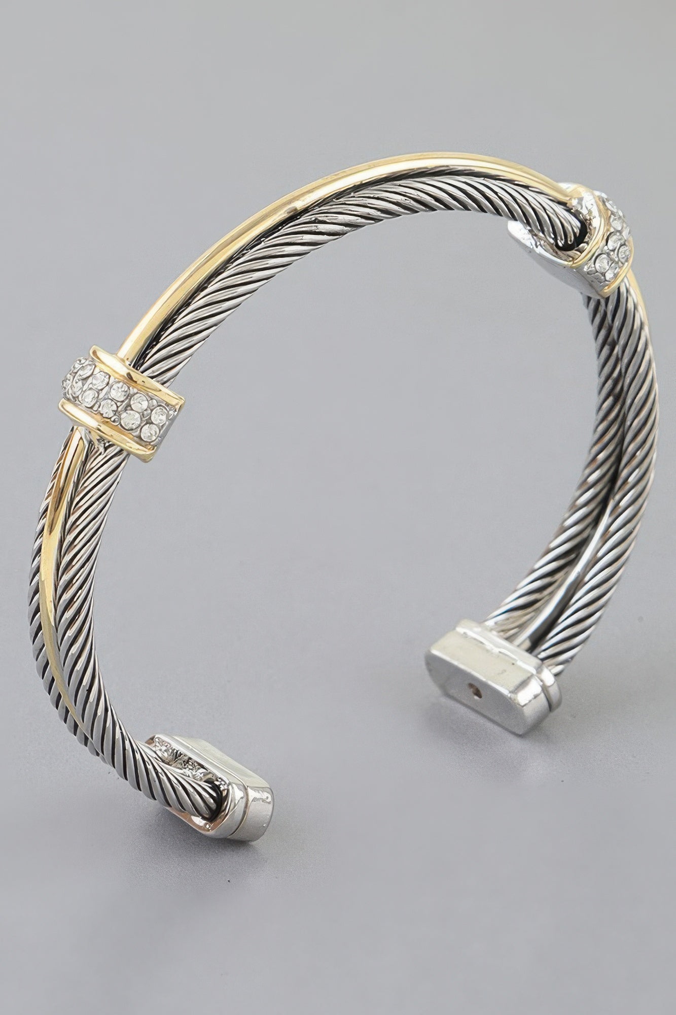 Bejeweled Multi Twisted Open Cuff Bracelet