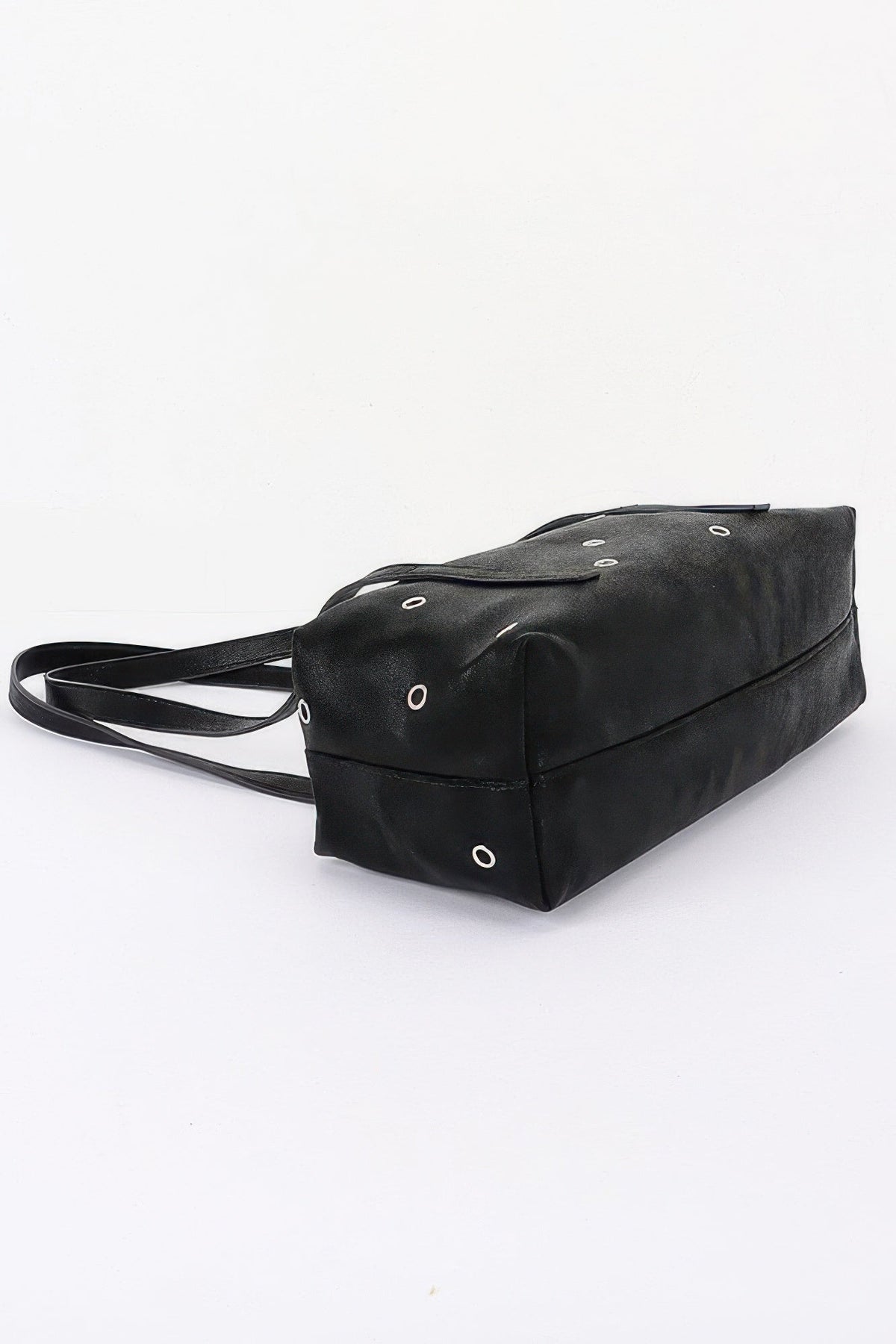 Vegan Leather Eyelet Studded Rectanglar Bag