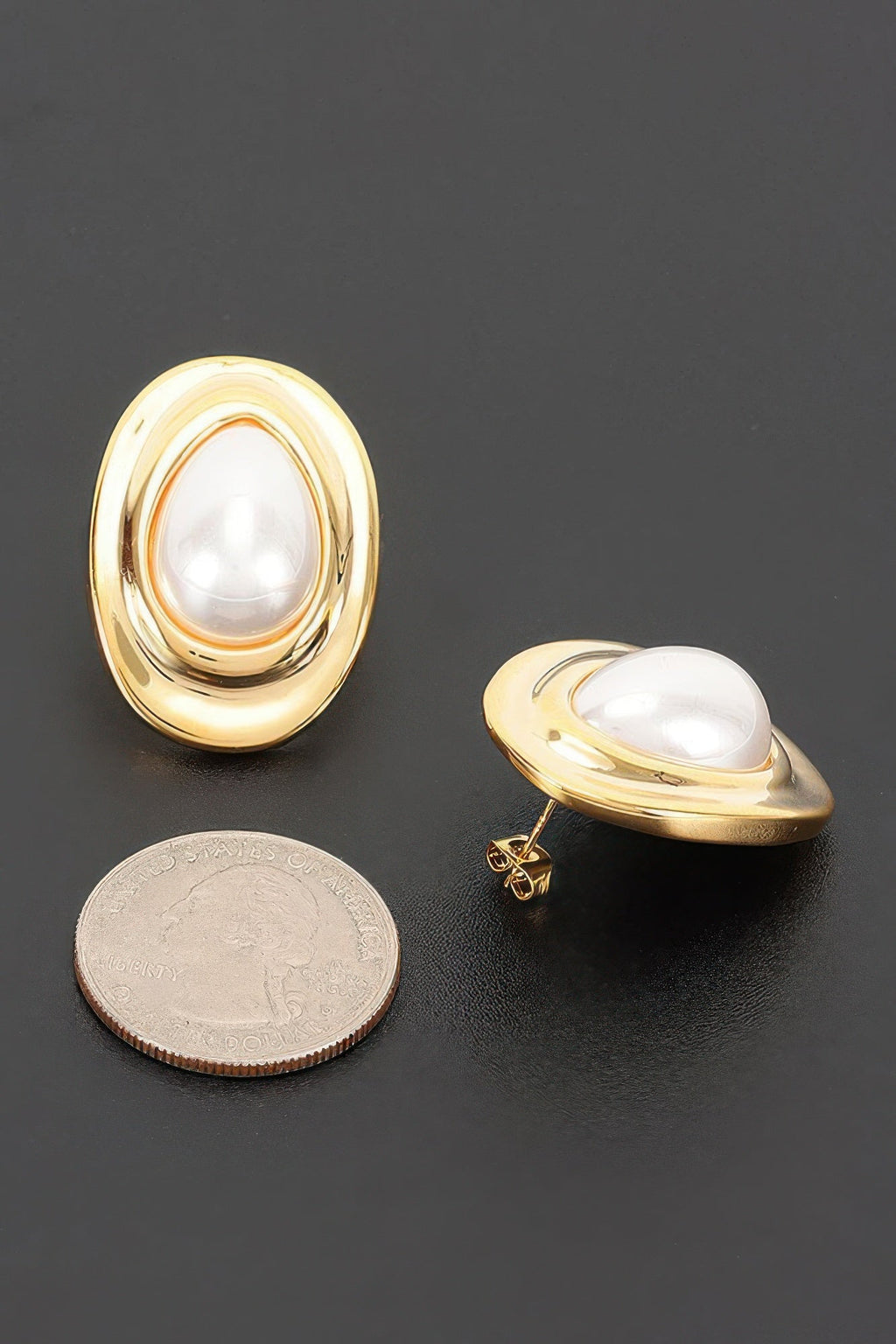 Teardrop Pearl Stud Earrings