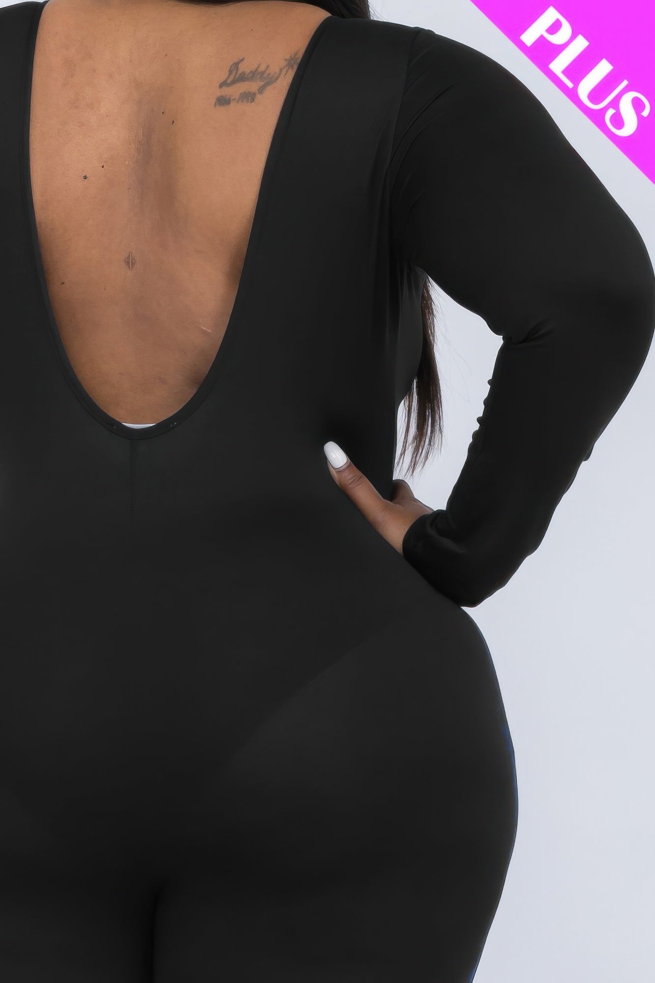 Scoop Neck Long Sleeve Bodycon Jumpsuit