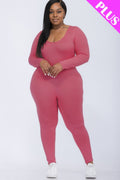 Scoop Neck Long Sleeve Bodycon Jumpsuit