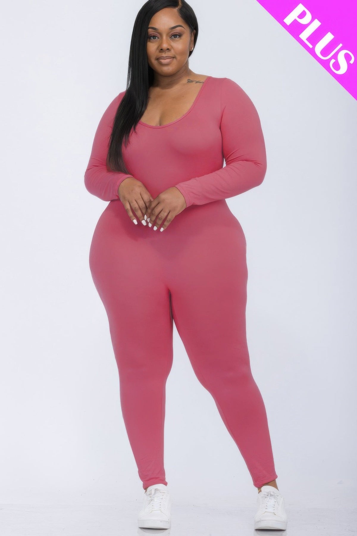 Scoop Neck Long Sleeve Bodycon Jumpsuit