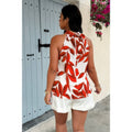 Plus Plant Print Halter Sleeveless Loose Blouse