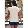 Plus Size Pleated Print V Neck Ruffle Fit Shirt