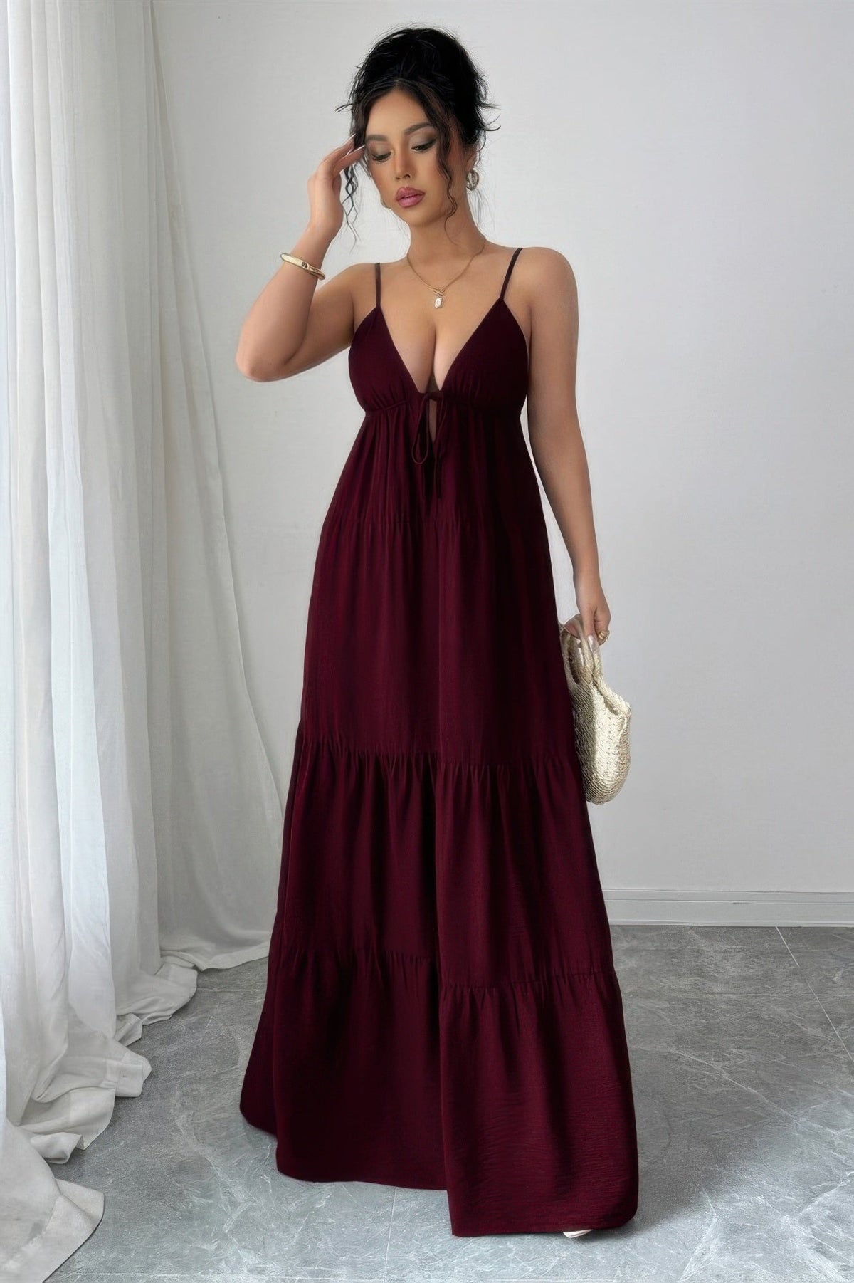 Sleeveless Elegant Suspender Aline Maxi Dress