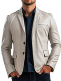 William White Leather Blazer for Men