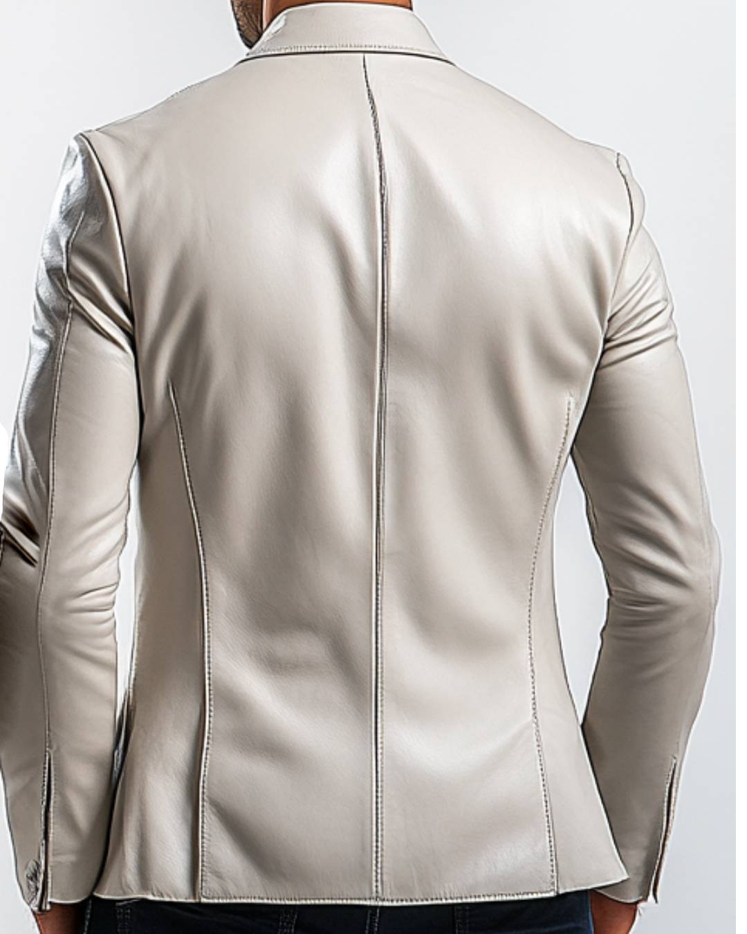 William White Leather Blazer for Men