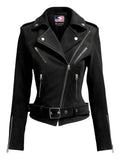 Women Biker Black Suede Leather Jacket