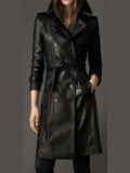 Women’s Black Military Stylish Leather Coat