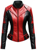 Women Leather Jacket – Red and Black Faux Leather Jacket