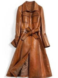 Women’s Stylish Italian Brown Waxed Leather Coat