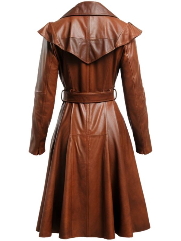 Women’s Vintage Brown Distressed Leather Coat – Timeless Classic