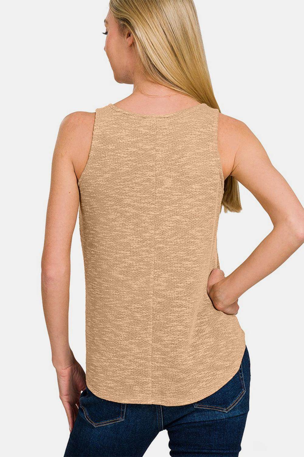 Zenana V-Neck Curved Hem Tank for Effortless Style