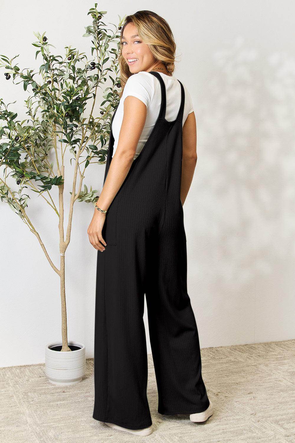 Double Take Full Size Wide Strap Overall with Pockets For Women