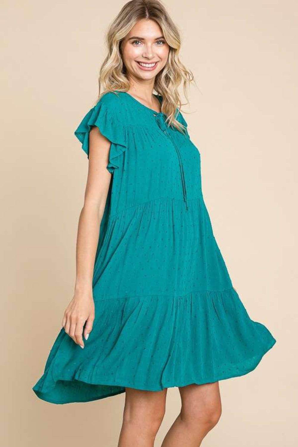 Culture Code Ruffle Cap Sleeve Tiered Dress for Women