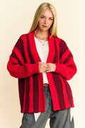 Davi & Dani Cable-Knit Color Block Open Front Cardigan Cozy