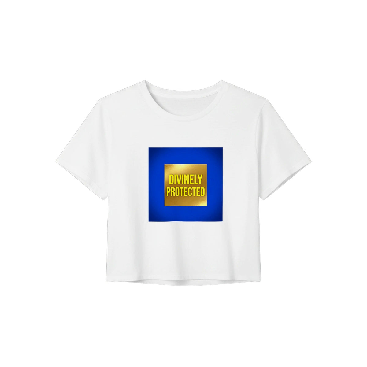 Divinely Protected Women's Crop Tee | Bella+Canvas 8882 White - Embrace Your Strength