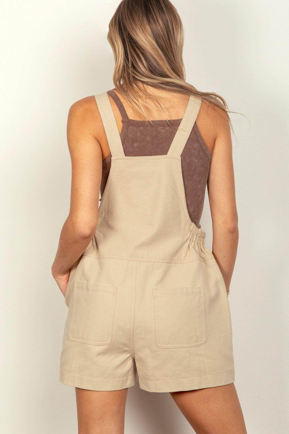 Very J Adjustable Suspender Overalls with Pockets for Women