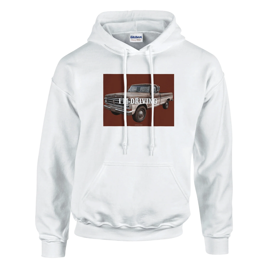 I’m Driving Classic Unisex Pullover Hoodie | Gildan® 18500 White