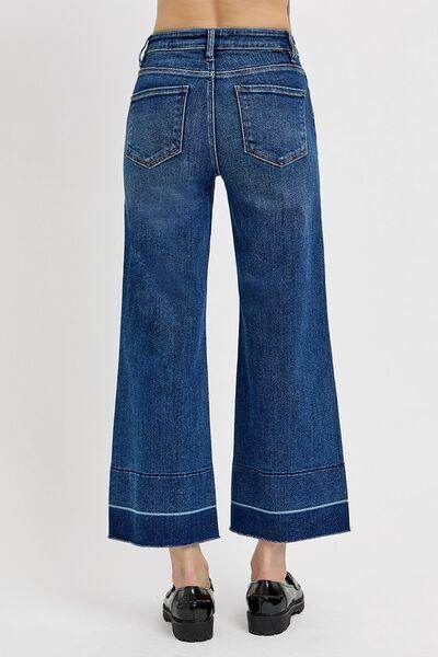 RISEN Full Size Tummy Control High Rise Crop Wide Hem Jeans