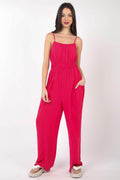 Very J Pintuck Detail Woven Sleeveless Jumpsuit Chic