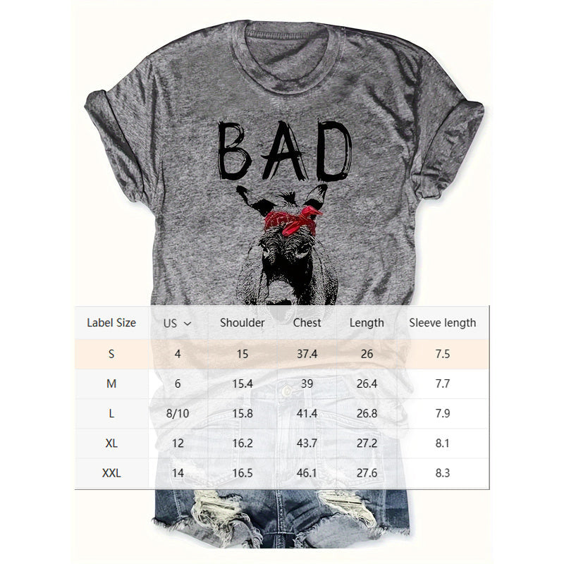 Women's Animal Letter Print Casual Short Sleeve T-Shirt