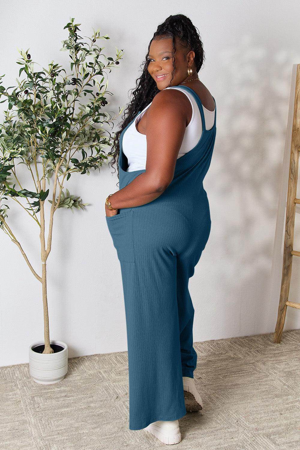 Double Take Full Size Wide Strap Overall with Pockets For Women