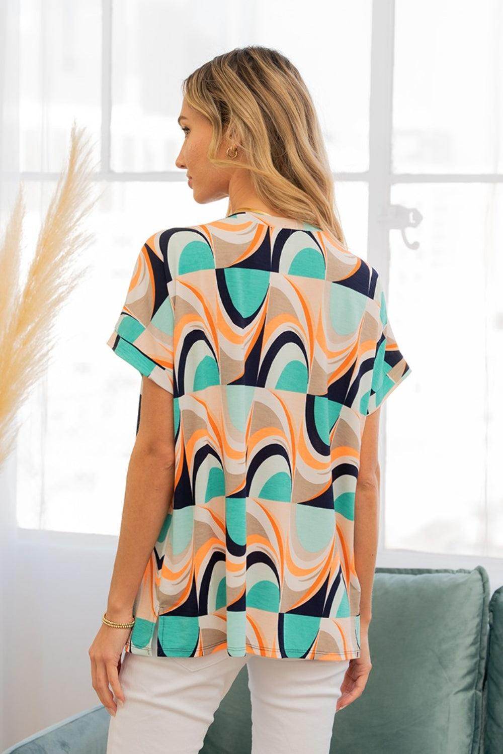 Sew In Love Wrinkle-Free Geometric Short Sleeve Shirt for Men